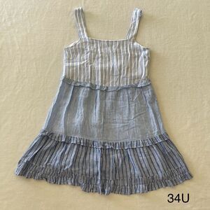 Rails‎ Sandy Mixed Coastal Blue White Ruffled Tiered Linen Dress Sz S